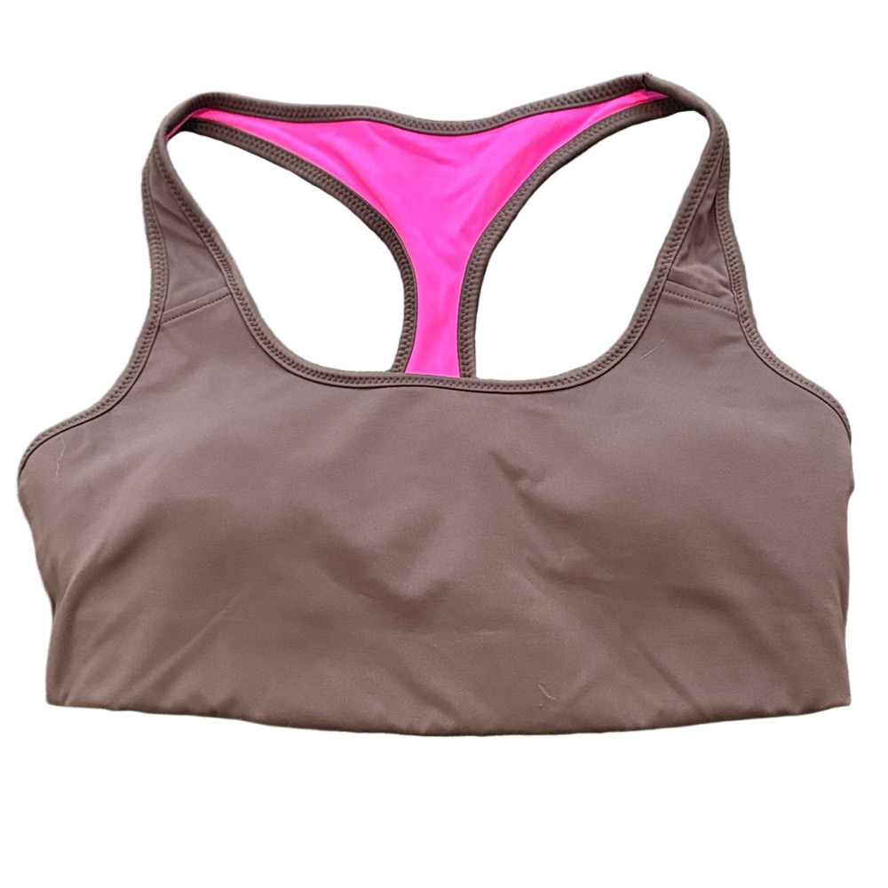 Love & Sports Reversible Racerback Sports Bra Green Hot Pink